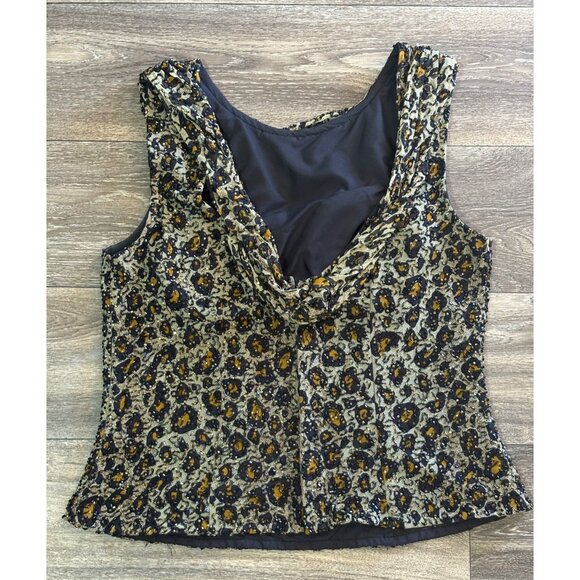 Vintage Andretta D. SILK Beaded Sleeveless Padded Blouse Draped Neck Swoop Large - Picture 4 of 8